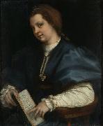 Andrea del Sarto Lady with a book of Petrarch's rhyme oil painting reproduction